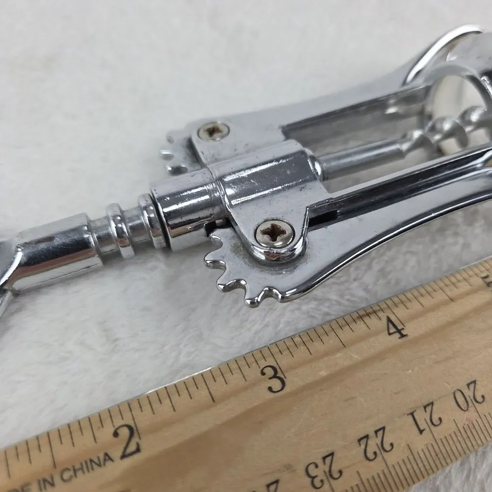 Vintage‎ Italian Wing Corkscrew Bottle Opener Chrome Italy Bar Tool